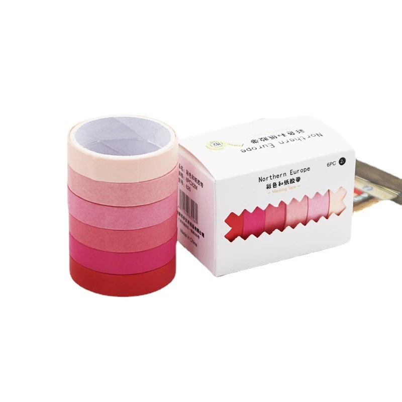 6pcs Washi Tape Student hand account tape rainbow and paper tape Korean candy color diy decorative sticker hand account tape set 5