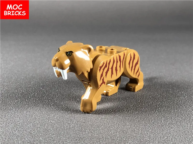 2 шт./лот MOC кирпичи животные саблезубый тигр Обучающие строительные блоки