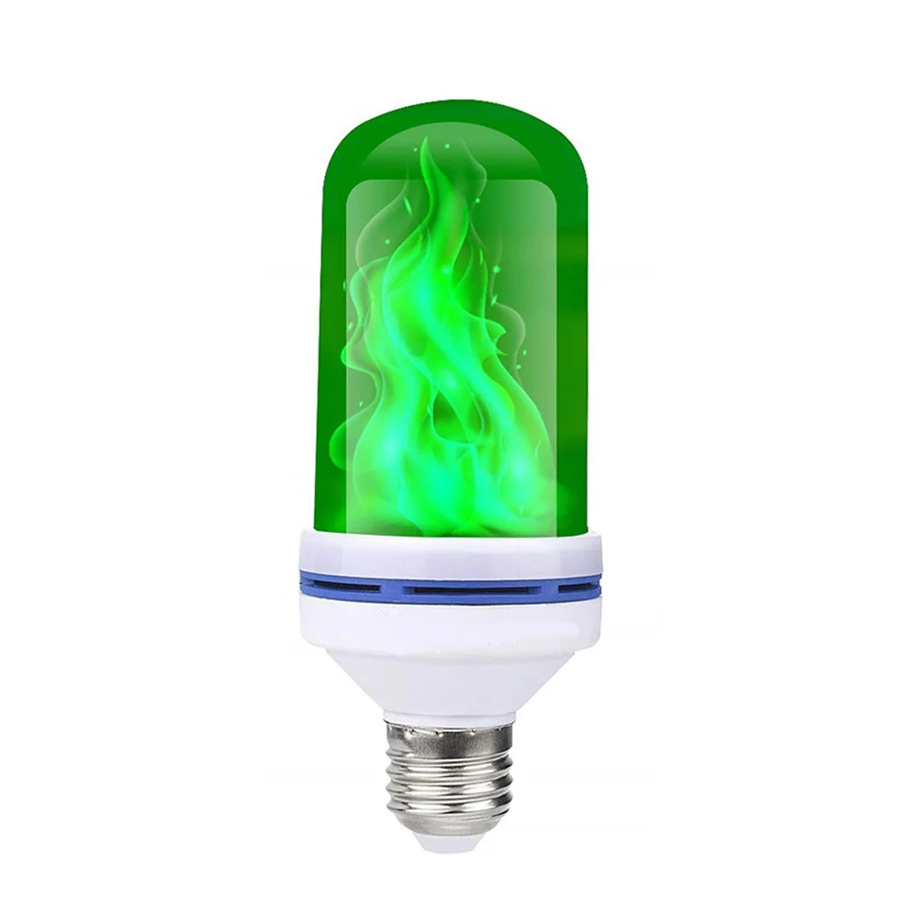 green Четыре модели 6 Вт E26 E27 светодиодный с эффектом пламени AC85-265V светодиодный эффект пламени огня светильник лампочки мерцающие Декор светодиодный потолочный светильник - Испускаемый цвет: green