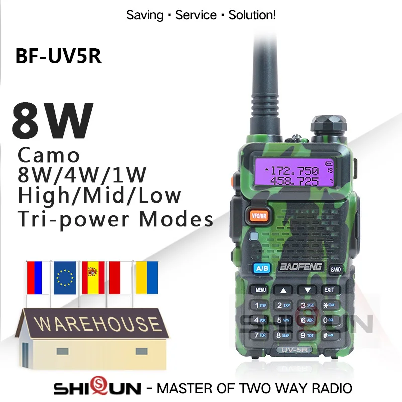Baofeng-walkie-talkie de doble banda, UV-5R de 8W, UV5R, 8W, UHF, VHF, Radio bidireccional, UV, 5R, HF, transceptor, UV-82, 1 ud./2 uds.
