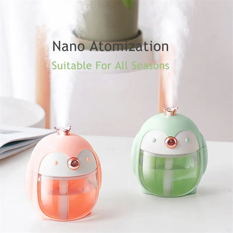 USB Air Humidifier Penguin Ultrasonic Essential Oil Diffuser For Home Car Cute Mini Humidifier with Night Lights Gifts