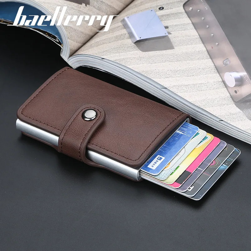 Rfid Блокировка мини тонкий кошелек автоматический всплывающий чехол для кредитных карт коробка для кредитных ID держатель для карт на застежке унисекс Бизнес Тонкий Мини Кошелек