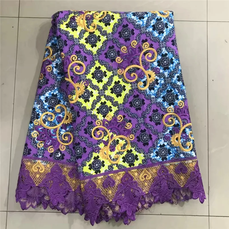 

Multicolour design ankara african wax lace fabric 6 yards High quality nigerian cord lace wax fabrics for women wedding!AE39