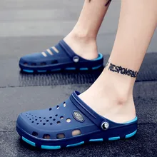 Летние мужские сандалии-сабо для сада; пляжные сандалии для мужчин; Новая модная обувь; дышащие Вьетнамки; шлепанцы; Водонепроницаемая Обувь