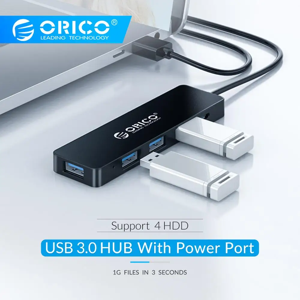 ORICO High Speed 4 Ports USB 3.0 HUB With Power Supply Port USB2.0 Splitter OTG Adapter for iMac Laptop Desktop Accessories