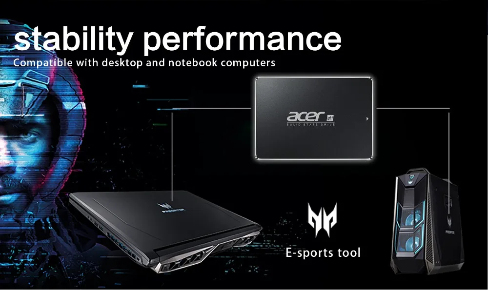 Acer SSD 250 ГБ 500 1 ТБ Внутренний твердотельный накопитель 2,5 дюймов SATA III HDD жесткий диск твердотельный накопитель HD SSD ноутбука, настольного компьютера, ПК, QLC disco duro