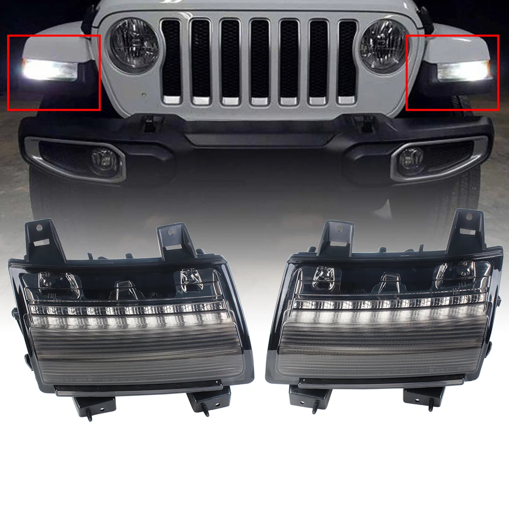 

1 pair Fender Daytime Running/Turn Signal Lights Fender White DRL for Jeep Wrangler JL European High configuration