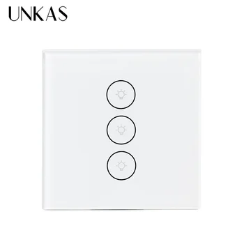 

UNKAS Amazon Alexa Google Home US EU UK Smart Wall Touch Switch Tuya Smart Life Glass Panel Mobile APP Remote Control work