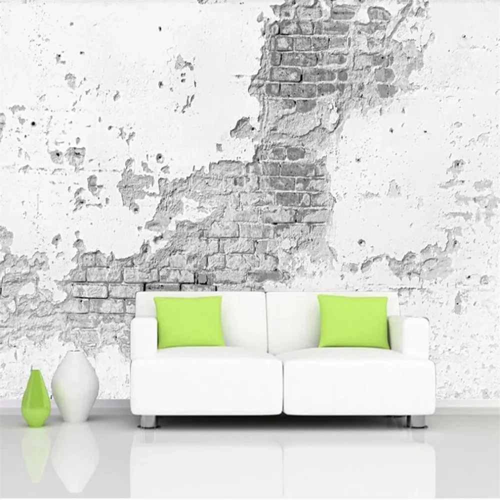 

Drop Shipping Custom 3D Wallpaper Mural White Old Brick Wall Background Wall Decoration Painting Wallpaper