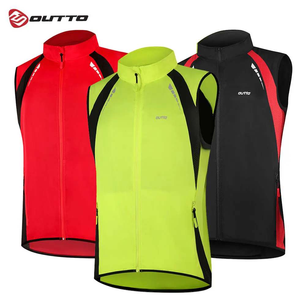 Outto Men's Windproof Cycling Vest Reflective Wind Light Running Mtb