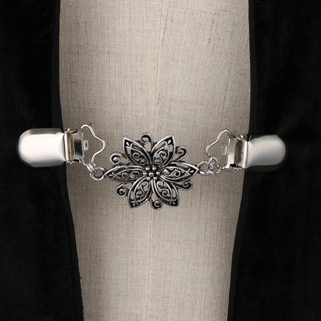 Lady Duck-mouth Plated Metal Flower Collar Clip Shawl Cardigan Collar Holder
