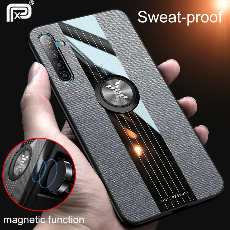 For Realme XT Case Fabric Cloth Finger Ring Holder Soft Silicone Back Cover OPPO Fundas |