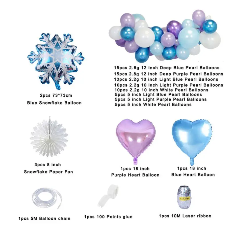 

Balloon Kit Light Blue White Purple Snowflake Latex Balloon for Christmas Winter Wonderland Party Birthday Party Baby