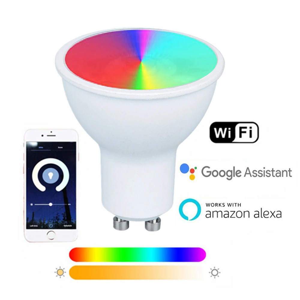 

Умная Светодиодная лампа GU10 с поддержкой Wi-Fi, 5 Вт, 220 В, 230 В