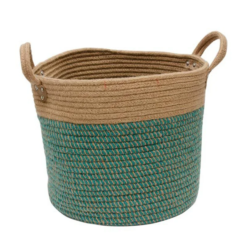 Large Basket Woven Storage Basket With Handles Natural Jute Laundry Basket Toy Towels Blanket Basket Home Decor Gift Brown Green Storage Boxes Bins Aliexpress