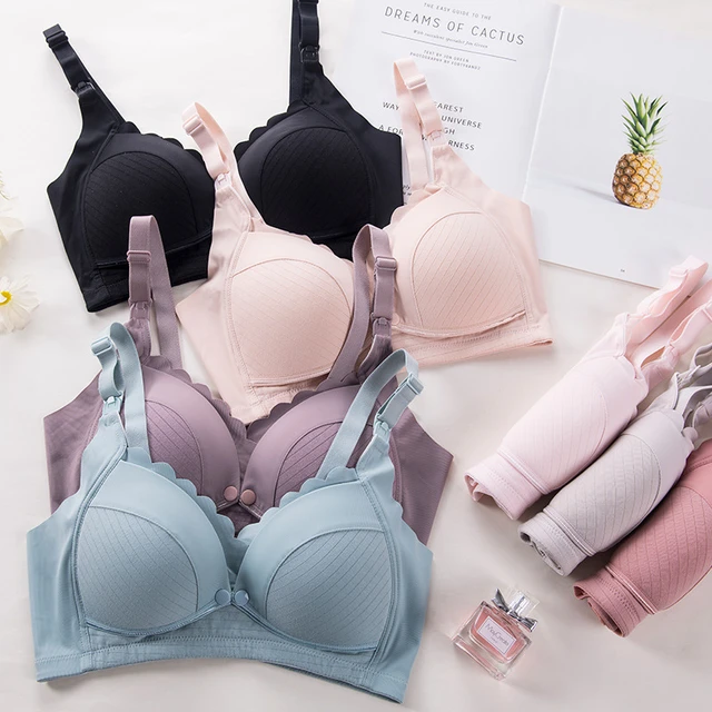 New Fashion Cotton Breastfeeding Bras Mothers Feeding Nursing Pregnancy  Women Open Buckle Underwear Maternity Clothes