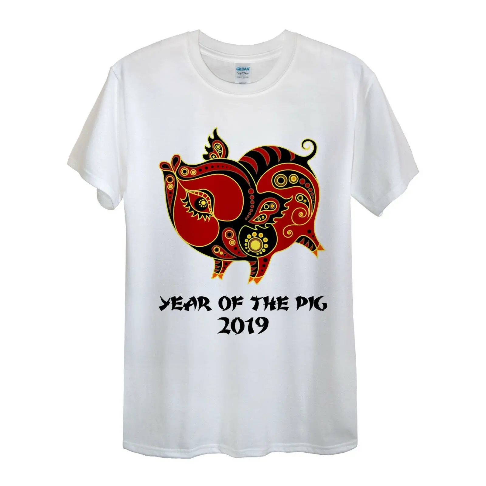 Футболка со Свинкой 2019 новый год символ значка китайский фестиваль зима Зодиак