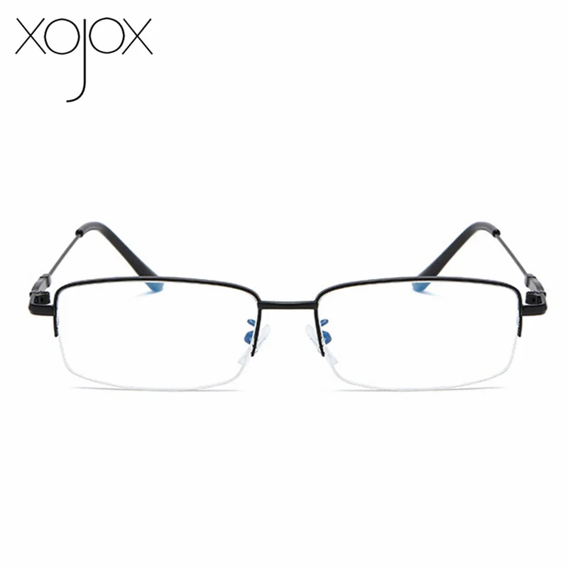 XojoX Anti-blue Glasses Frame Women Men Optical Computer Spectacle Frames Metal Half Frame Clear Lens Business Fake Glasses