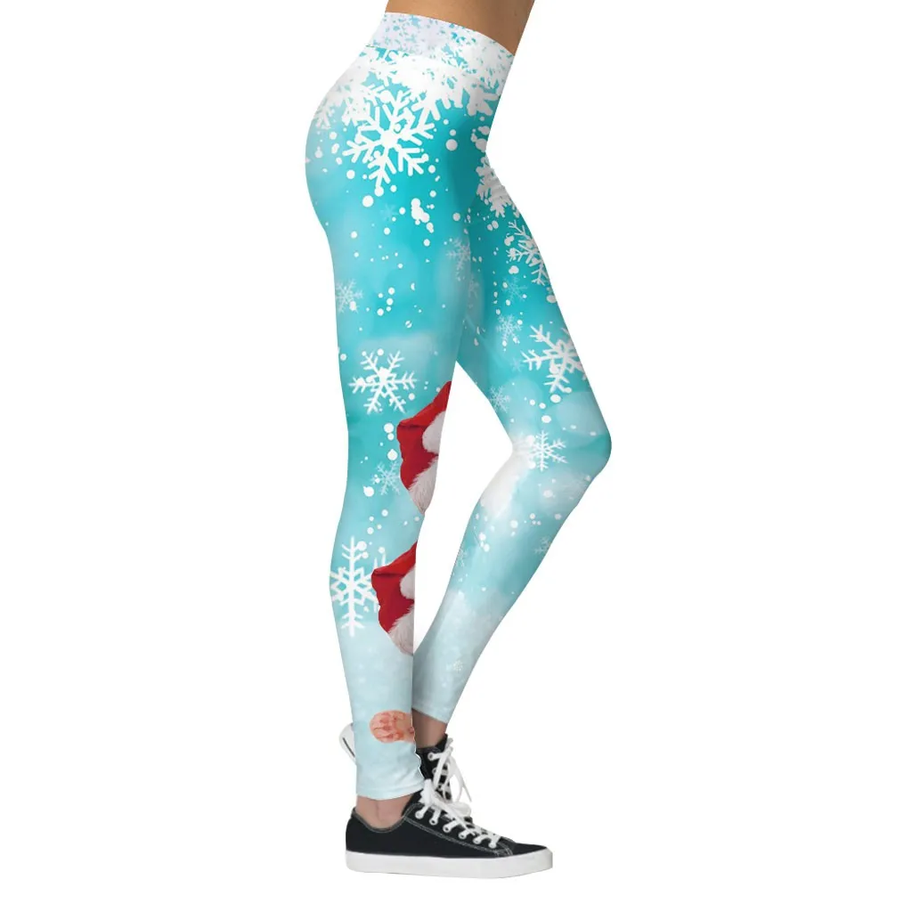 Рождественские женские леггинсы с высокой талией, с принтом, для бега, спортивные брюки-карандаш, для фитнеса, для бега, спортивные штаны, Женские сексуальные эластичные брюки# EQ