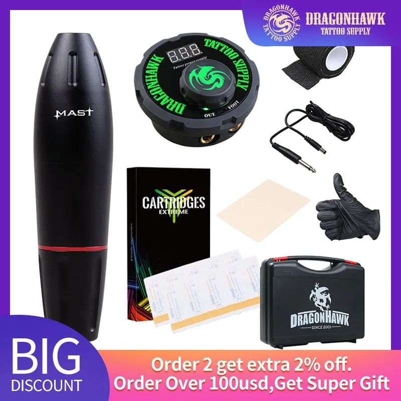 Kaufen Tattoo Kit Professional Tattoo Rotary Pen Maschine Set Permanent Make Up Patrone Nadel Tattoo Körper Kunst