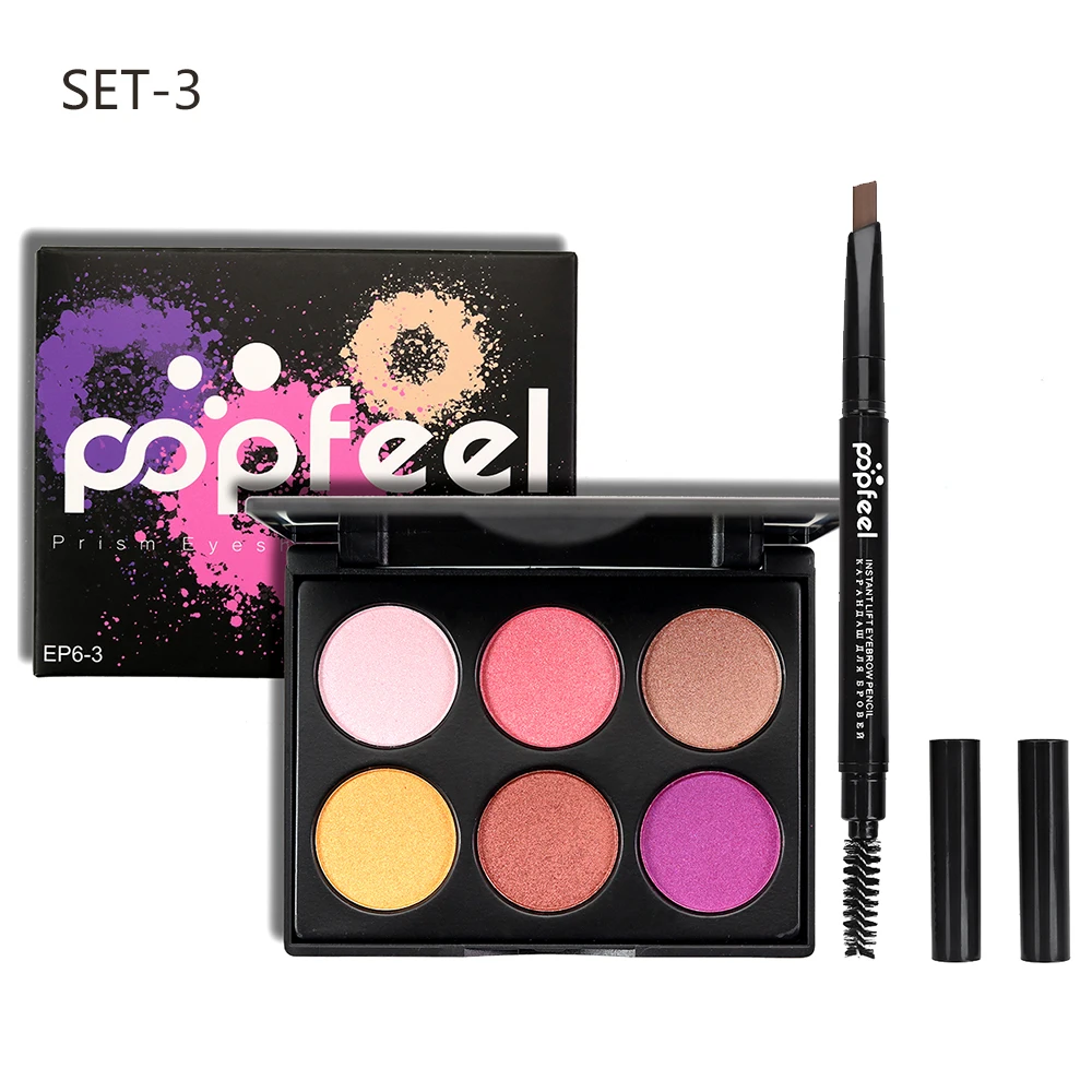 

POPFEEL 6 Color Eyeshadow Palette Long Lasting Nude Matte Eyeshadow +Eyebrow Pencil Natural Eyebrow Makeup Waterproof Shadow Kit