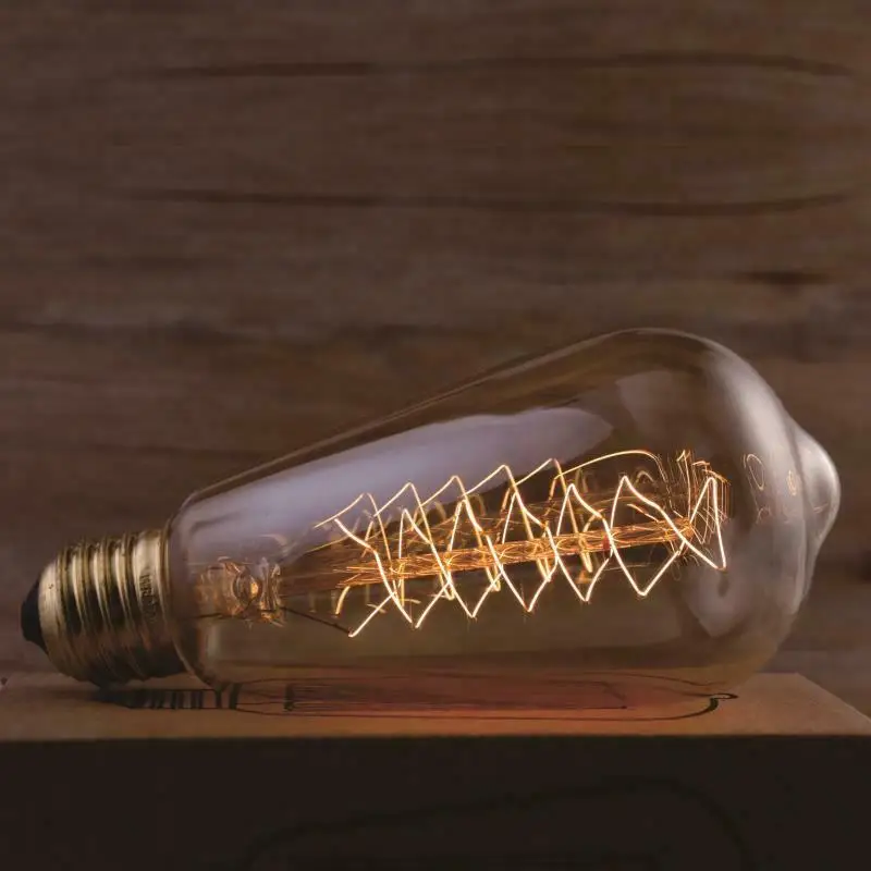 Ретро лампа ST64 40 Вт винтажная лампа Эдисона E27 Лампа накаливания спиральная лампа накаливания Праздничные огни для винтажного внутреннего декора