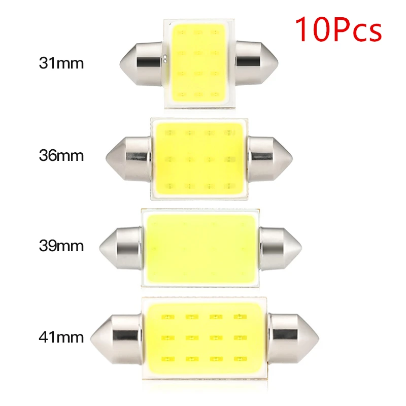 10 шт. C10W C5W LED COB 31 мм 36 39 41 белые лампы для автомобильного номерного знака