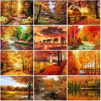 

HUACAN DIY Paint By Number Forest Drawing On Canvas Hand Painted Painting Art Gift Coloring By Numbers Tree Kits Home Decor