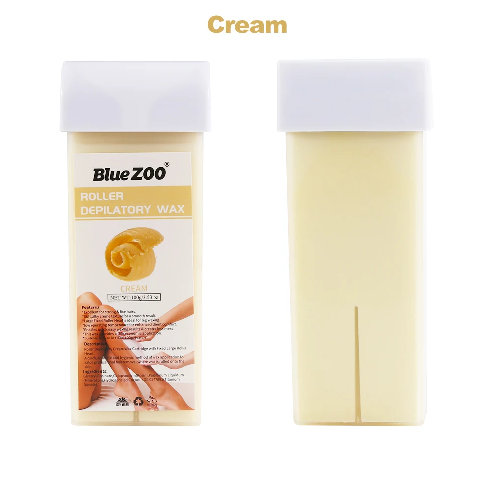 Cream Blue ZOO, 100 г, роликовый эпиляционный воск, эпилятор для рук, ног, подмышек, тела, воск для удаления волос, несколько ароматов, инструменты для удаления волос - Цвет: Cream