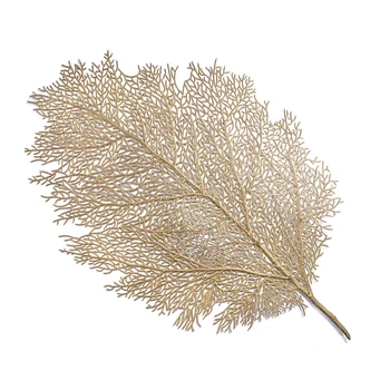 

Placemat Gold Kitchen Mats Table Mat Hollow Out Maple Leaves Design PVC Coasters New Arrival Christmas Gift Waterproof Disc Pads