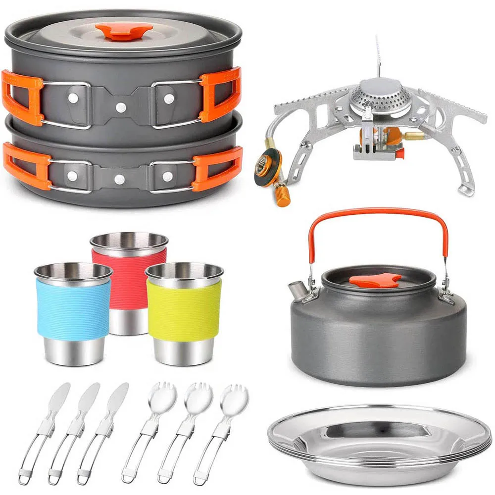 Utensils-Sets Tableware Pots-Burner Cookware-Kit Gas-Stove-Accessories Bbq-Supplies Travel-Equipment