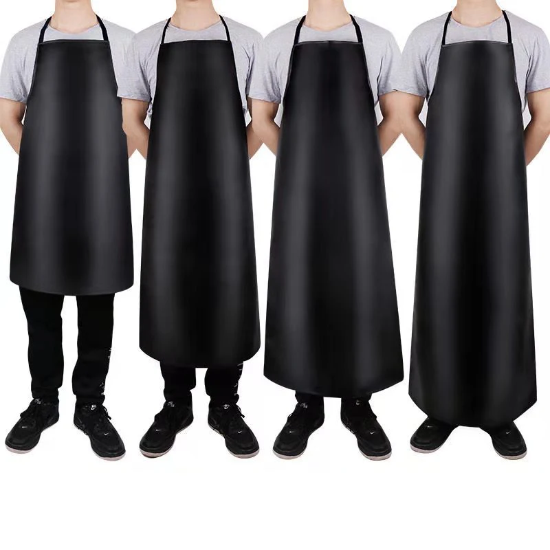 Tablier en cuir PU imperméable et résistant à l'huile pour hommes et femmes, bavoir de cuisine, ménage, vêtements de travail, abattage, D343