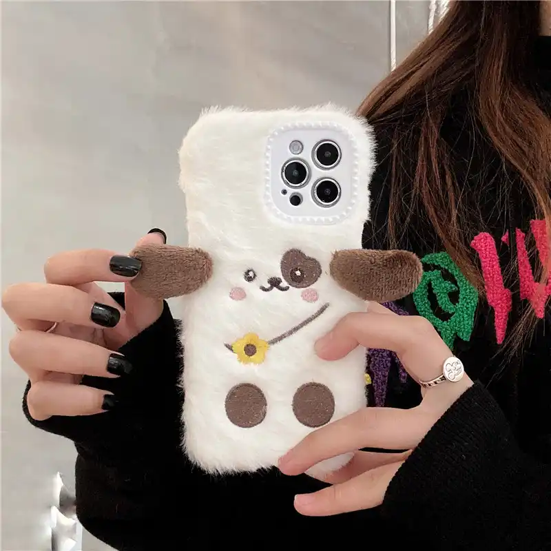 冬ぬいぐるみ3dかわいい犬電話ケース12 Xr 7 8プラスxsmax携帯電話ケースcoque Iphone 11ギフトソフトシェルカバー 電話用緩衝材 Aliexpress