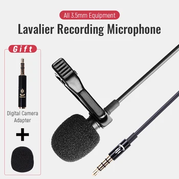 

microfono Mini lavalier Microphone Clip-on Lapel Buttonhole Microphone for Phone Computer Recording Wired Condenser Mic