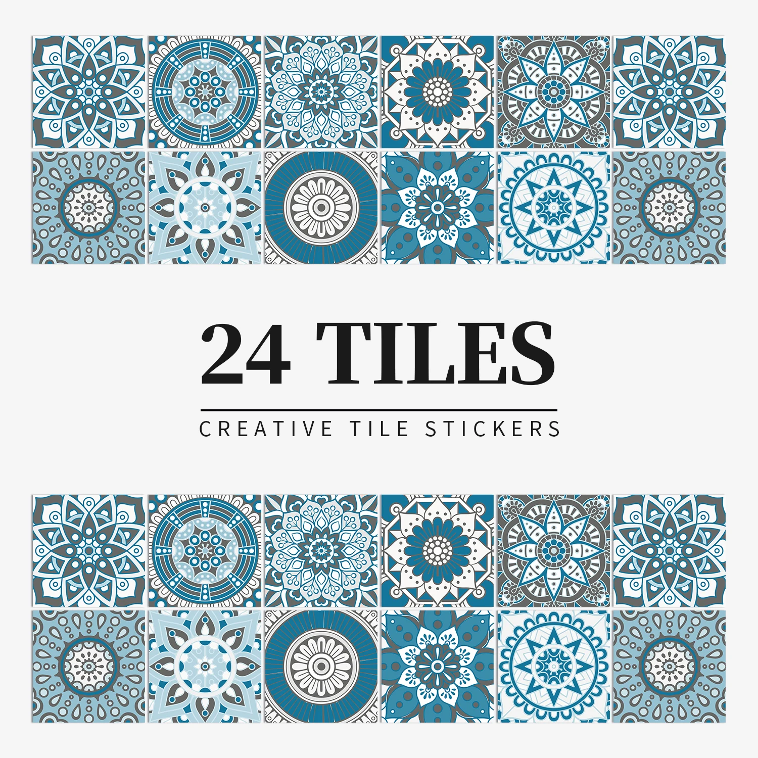24 adesivi per piastrelle stile mandala, adesivi da parete, per fai da