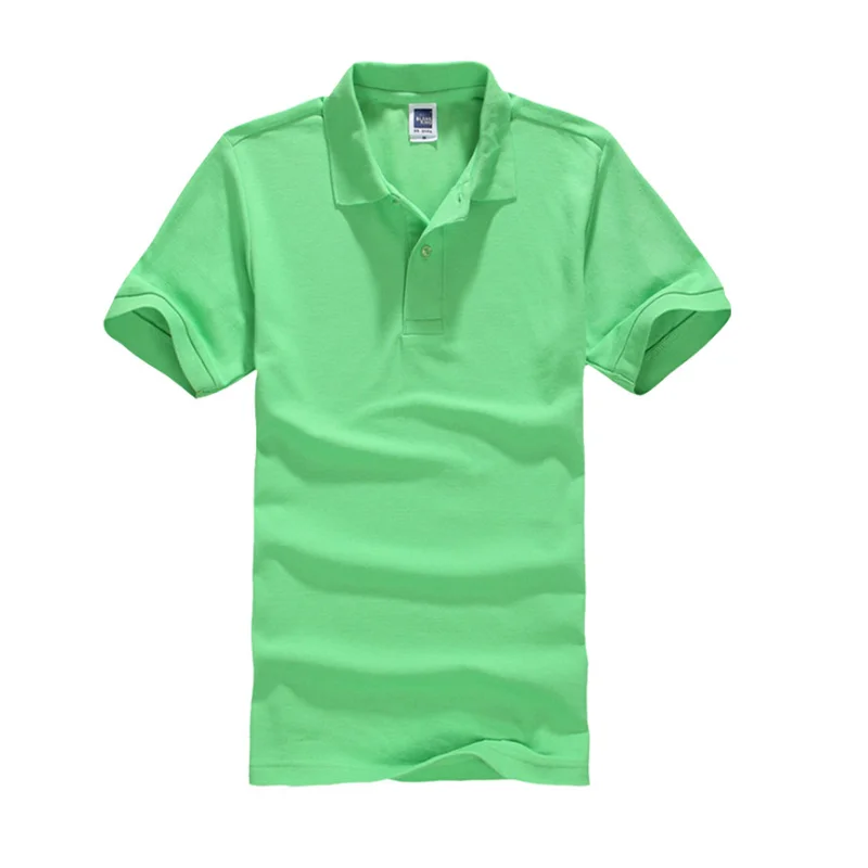 Мужская рубашка поло, брендовая мужская Однотонная рубашка поло, Camisa Masculina, мужская повседневная хлопковая рубашка поло с коротким рукавом, мужские майки - Цвет: Fluorescent green