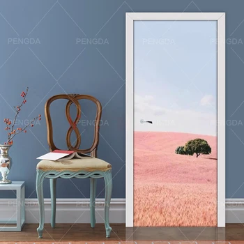 

Wall Art Decal On Door New Sticker 3D Self Adhesive Tree Landscape Renovation DIY Wallpaper Prints Picture For Home Door Decor