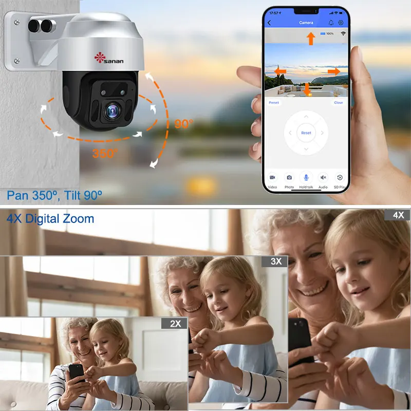 1080P 4G PTZ Cámara Tarjeta SIM Cámaras IP Exterior Inalámbrico 6W Panel solar Con pilas Control remoto monitor de Sin Internet Alarma PIR - Imagen 3