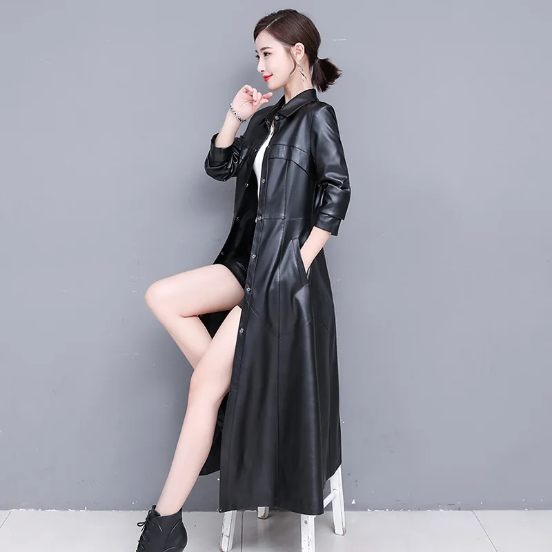 Прямая поставка с фабрики, Высококачественная женская кожаная куртка, Осеннее и зимнее пальто из искусственного меха, женское черное зимнее пальто, Женское пальто, 5XL - Цвет: black