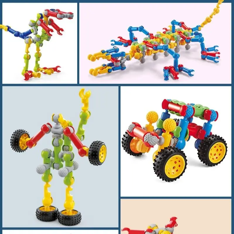 3D DIY Skeleton joint Building Blocks Stitching Inserted Construction Assembled Blocks Bricks Educational Toys for Children Gift