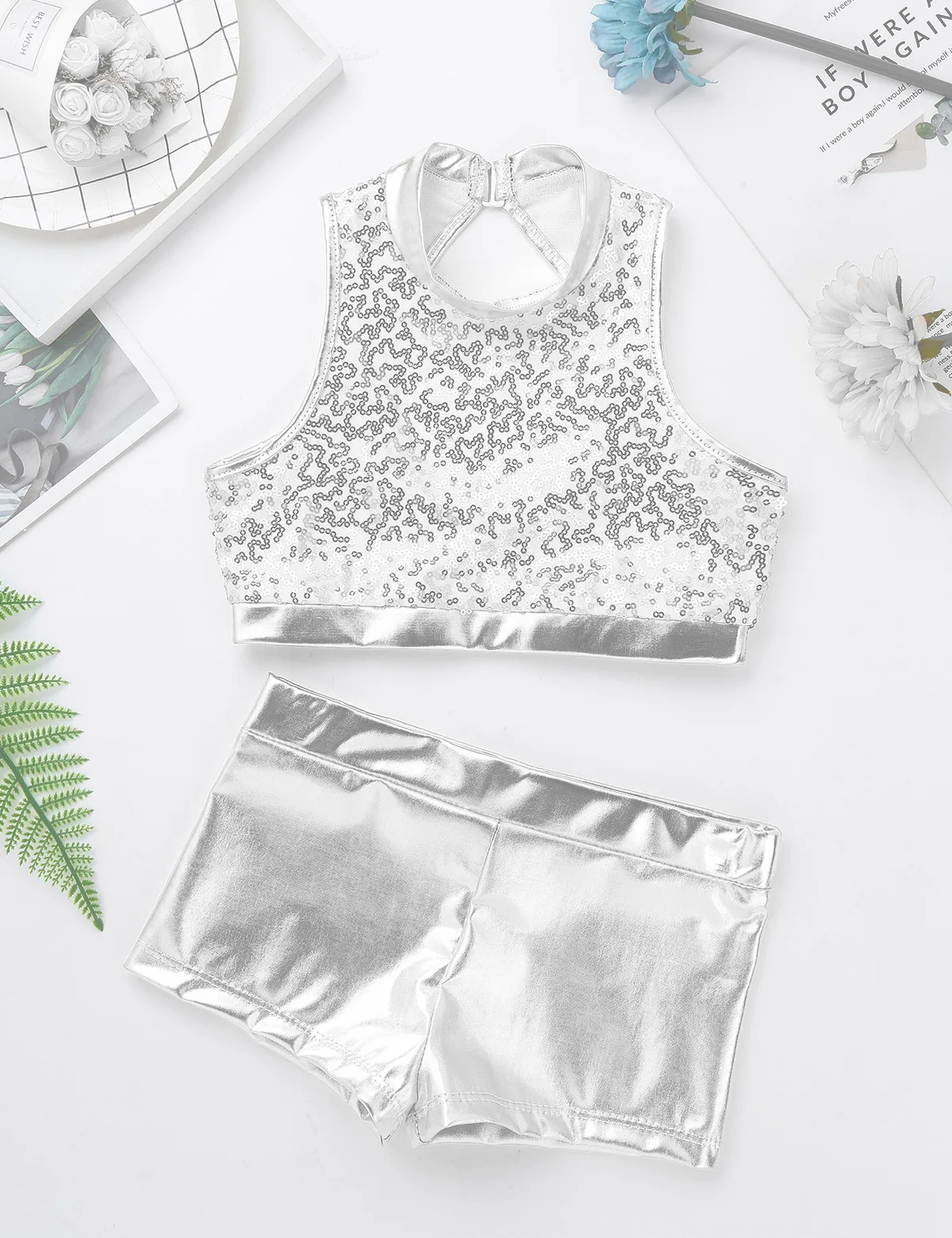 Sequins Kids Girls Jazz Dance Costumes Ballet Gymnastics Leotard Shorts Set for Birthday Gift Ballet Class Performance Clothes Sequins Kids Girls Jazz Dance Costumes Ballet Gymnastics Leotard Shorts Set for Birthday Gift Ballet Class Performance Clothes