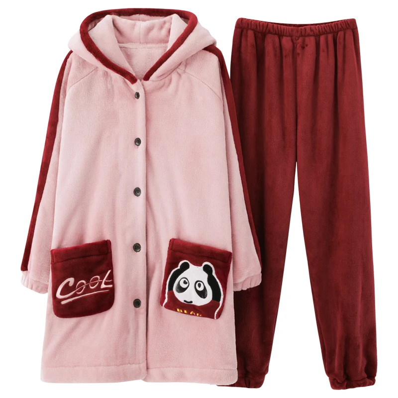 1107 Winter Flannel Women Pajamas Sets Long Sleeve Sleepwear Nightsuits Thick Warm Home wear Female Cartoon Animal Pijama Mujer - Цвет: 1107