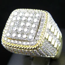 Винтаж мужской кольцо в стиле хип-хоп 925 безукоризненные Серебрянные серьги с цирконием cz себе Обручение обручальные кольца для мужчин кольцо на палец рок-вечеринка украшения