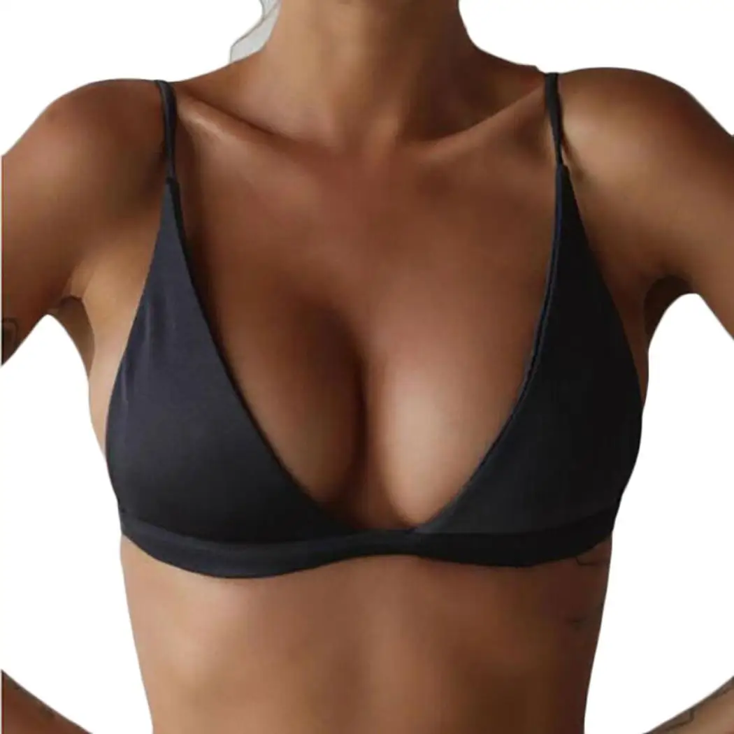 Women Swimwear Bikini Tops Swimsuit Push-up Bra Solid Beachwear Casual, Pool, Wire Free Summer Slim Padded None
