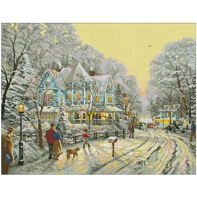 

Christmas Street patterns Counted Cross Stitch 11CT 14CT 18CT DIYChinese Cross Stitch Kit Embroidery Needlework Sets