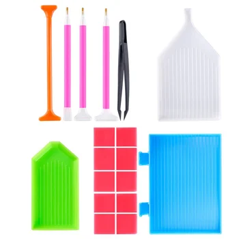 

18PCS Diamond Painting Tools Cross Stitch DIY Art Craft with Diamond Line Pens Tweezer Trays Glue Clay Embroidery Box Set