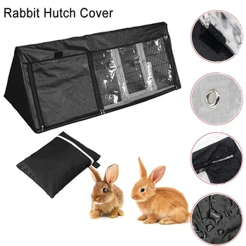 

Triangle Rabbit Outdoor Cage Dust Cover Black Green Gray Oxford Cloth Waterproof Durable Rabbit Hutch Covers With Mesh Window