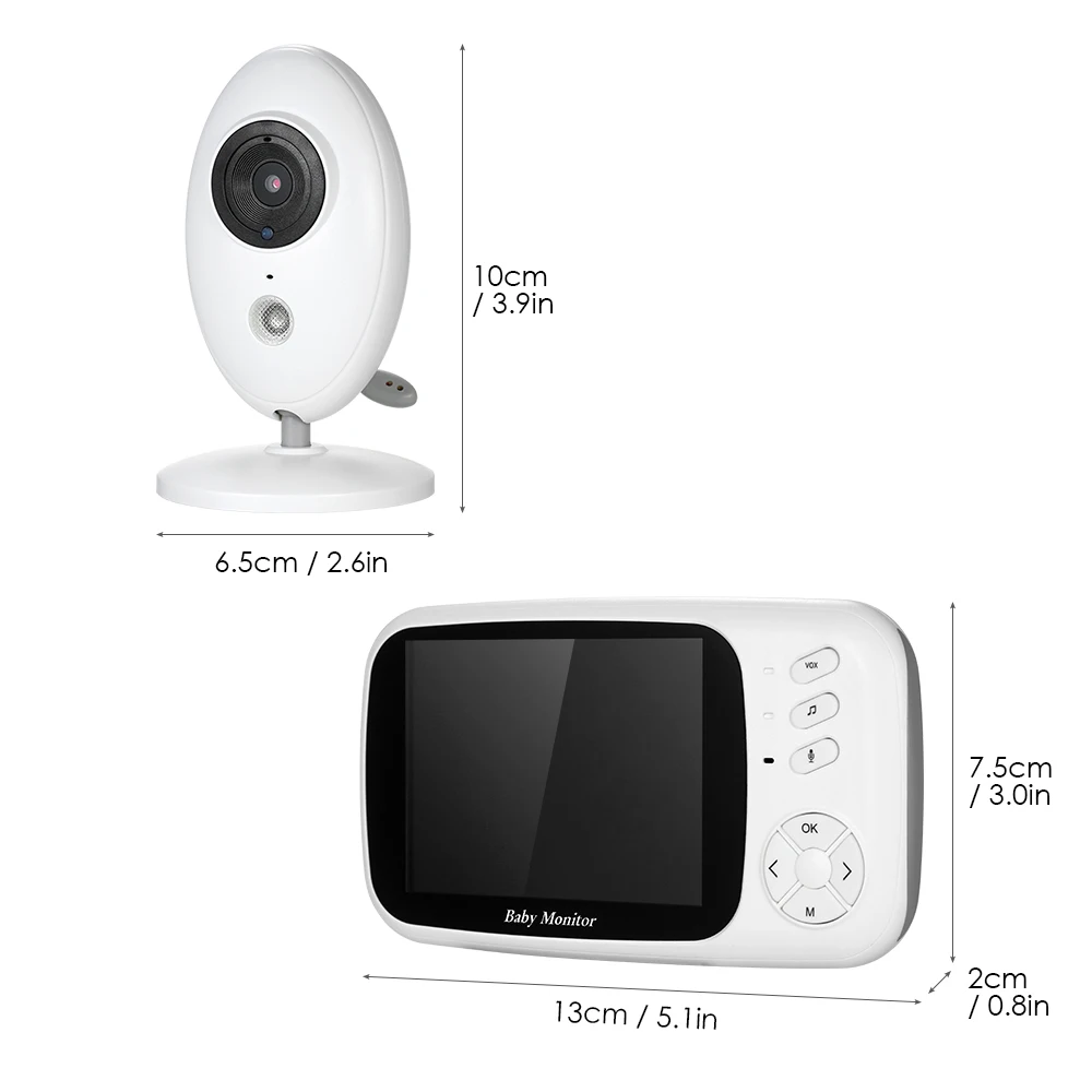 Wireless Video Color Baby Monitor 3.5 Inch High Resolution Night Vision Temperature Monitoring Baby Nanny Security Camera