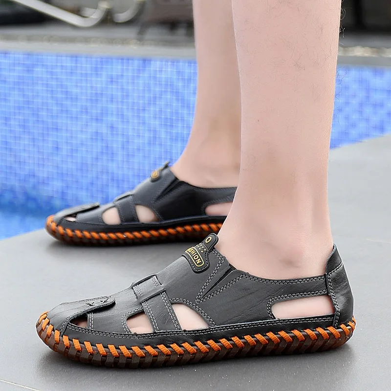 

MEN'S Sandals 2019 Summer New Style Men Genuine Leather Sandals Extra Large Outdoor Handmade Sandals Men's