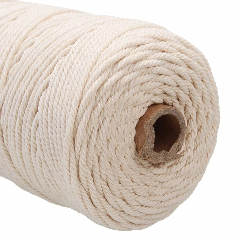 Прочный 200 м белый хлопковый шнур натуральный бежевый витой шнур плетение из веревок макраме шнур DIY ручной работы домашний декоративный поставка 3 мм